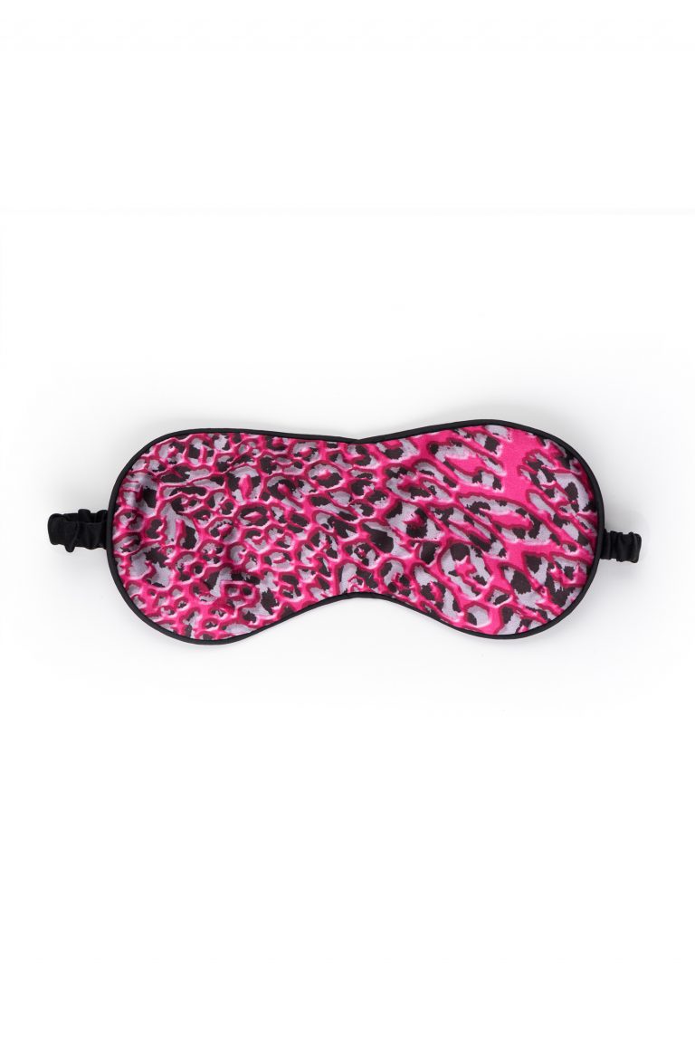 pink leopard silk eye mask